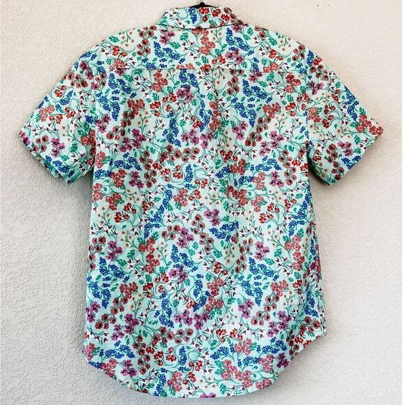 NWT! Crewcuts Floral Printed Green Short Sleeve Button Up Shirt Size 12 - Picture 4 of 4